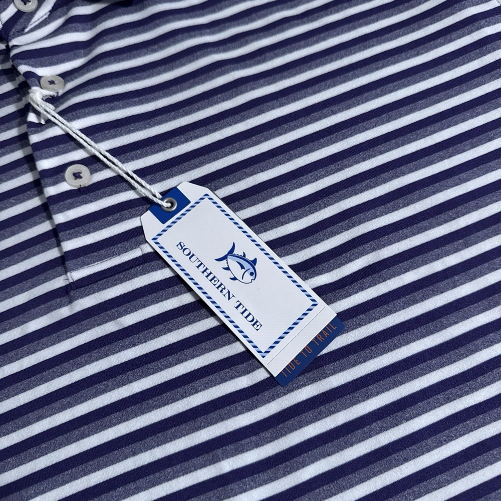 Southern Tide Tide to Trail Men's 2XL Regal Purple Striped Ryder Heather Polo
